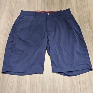 Redvanly Mens Navy Blue Performance Golf Shorts Size Large Stretch 9 Inch Inseam